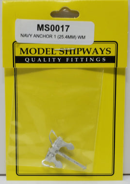 Model Shipways - 1" (25.4mm) Pewter Navy Anchor 1pc - 0017