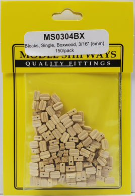 Model Shipways - 3/16" 5mm Boxwood Single Sheave Block 150 pcs - 304BX