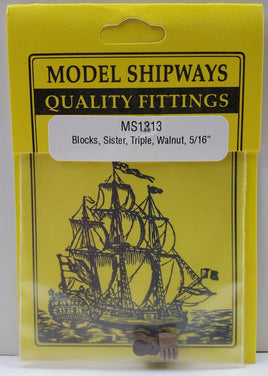 Model Shipways - 5/16" (8mm) Walnut Single Sheave Sister Block 4pcs - 1313 - MPM Hobbies