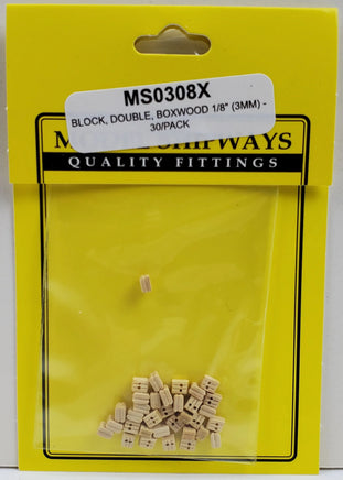 Model Shipways - 1/8" (3mm) Boxwood Double Sheave Block 30 pcs - 308X - MPM Hobbies