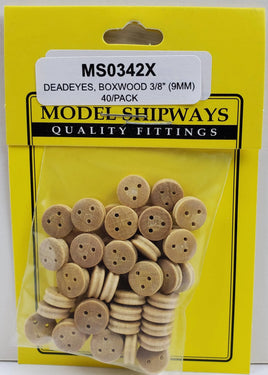 Model Shipways - 3/8" (9mm) Boxwood Deadeye 40 pcs - 342X - MPM Hobbies
