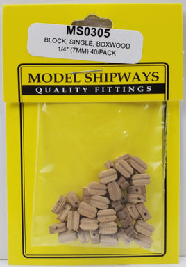 Model Shipways - 1/4" (7mm) Walnut Single Sheave Block 40 pcs - 305 - MPM Hobbies