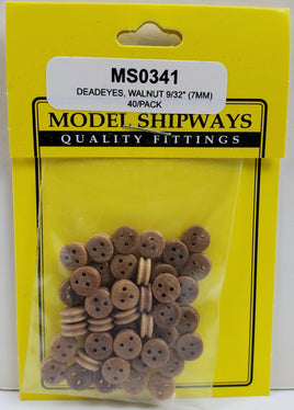 Model Shipways - 1/4" (7mm) Walnut Deadeye 40 pcs - 341 - MPM Hobbies