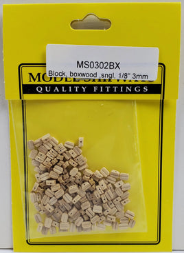 Model Shipways - 1/8" (3mm) Boxwood Single Sheave Block 150 pcs - 302BX - MPM Hobbies