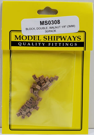 Model Shipways - 1/8" (3mm) Walnut Double Sheave Block 30 pcs - 308