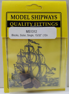 Model Shipways - 15/32" (12mm) Walnut Single Sheave Sister Block 8pcs - 1312 - MPM Hobbies