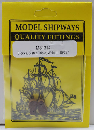 Model Shipways - 15/32" (12mm) Walnut Single Sheave Sister Block 4pcs - 1314 - MPM Hobbies