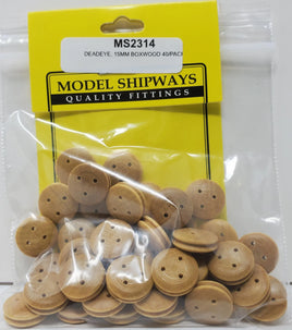 Model Shipways - 15mm Boxwood Deadeye 40 pcs - 2314 - MPM Hobbies