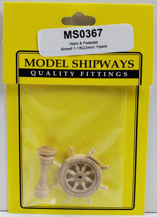 Model Shipways - 7/8" (22mm) Boxwood Helm & Pedestal 1 Set - 367 - MPM Hobbies