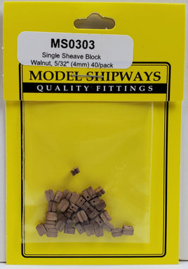 Model Shipways - 5/32" (4mm) Walnut Single Sheave Block 40 pcs - 303 - MPM Hobbies