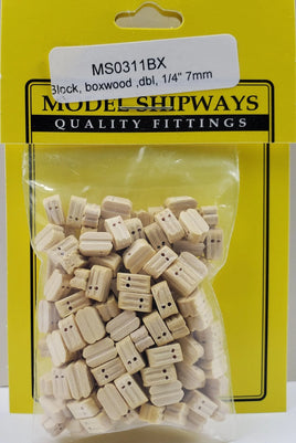 Model Shipways - 1/4" (7mm) Boxwood Double Sheave Block 150 pcs - 311BX - MPM Hobbies