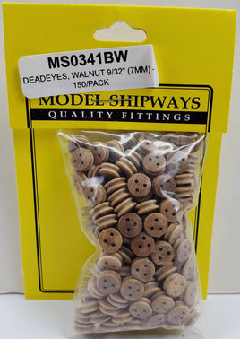 Model Shipways - 1/4" (7mm) Walnut Deadeye 150 pcs - 341BW - MPM Hobbies