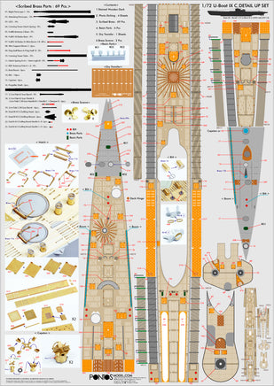 1/72 Pontos Model U-Boot Type IX C Detail Up Set 72002F1