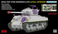 1/35 Ryefield Models M4A3 Sherman 76W VVSS Late w/Interior Standard Version 5135