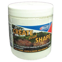 White container with a label for creating and shaping diorama groundwork on a white background