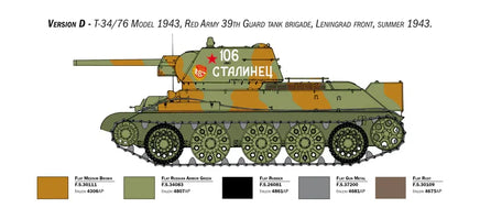 1/35 Italeri T-34/76 Model 1943 Early Version Premium Edition 6570