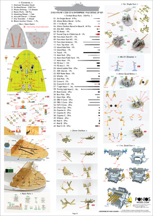 1/350 Pontos Model USS CV-6 Enterprise 1942 Detail Up Set (Blue Deck) 37031FB