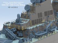 Model of a US Navy guided missile destroyer with detailed structure and 'HB Models' branding.