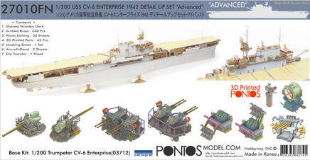 1/200 Pontos Model USS CV-6 Enterprise 1942 Detail Up Set (Teak Tone Deck) 27010FN