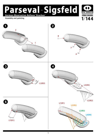 1/144 Pig Models Parseval - Sigsfeld German Drachen Observation Balloon Plastic Model Kit 144-003