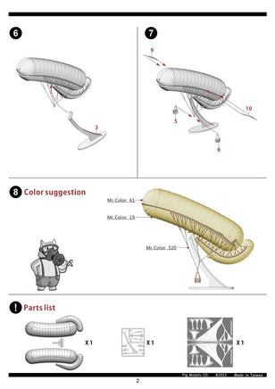 1/144 Pig Models Parseval - Sigsfeld German Drachen Observation Balloon Plastic Model Kit 144-003