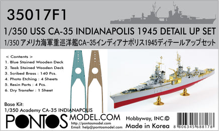 1/350 Pontos Model USS CA-35 Indianapolis 1945 Detail Up Set for Academy 35017F1