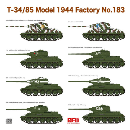 1/35 Ryefield Models T-34/85 Model 1944 Factory No. 183 5083