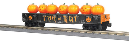 O MTH Halloween Gondola Car w/Flickering Lighted Jack-O-Lanterns (Black) 30-72261