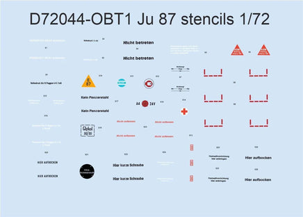 1/72 Eduard Ju 87 stencils for ACADEMY/AIRFIX/ITALERI/REVELL D72044