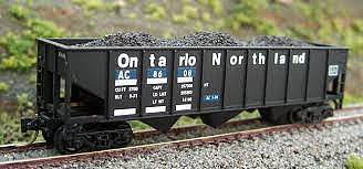 Model train car with 'Ontario Northland' branding on a track