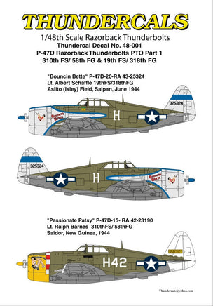1/48 Thundercals  PTO Part 1 P-47D Razorbacks 310th FS/58th FG & 19th FS/318th FG 48001
