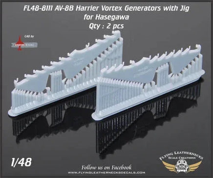 1/48 scale Flying Leathernecks AV-8B Harrier vortex generator jig with precision-sized resin parts and positioning template 48-8111

