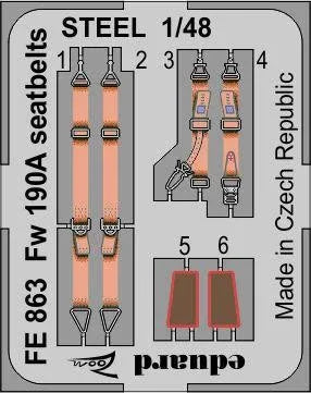 1/48 Eduard Fw 190A seatbelts STEEL Zoom set for EDUARD kit FE863