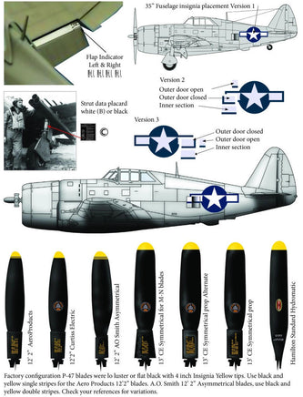 1/48 Thundercals P-47 Thunderbolt Type 4 Insignia + Data 2 Decal Set 48005