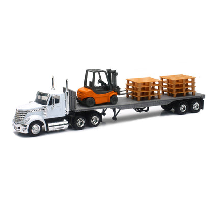 1/43 New-Ray International Lonestar Flatbed w/ Forklift & Pallets 16643