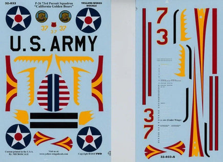 Decal sheet for U.S. Army with various symbols and numbers on a blue background