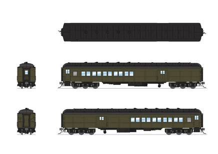 HO Broadway Ltd Coach-Baggage Combine Unlettered Pullman Green 9121 - MPM Hobbies