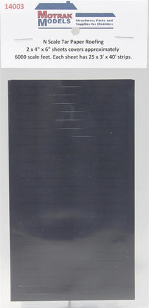 N-scale tar paper roofing packaging with text on a white background