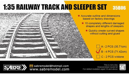 1/35 Sabre Model RAILWAY TRACK AND SLEEPER SET (4 [CS Length 71.42 Cm) 35B06-B