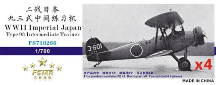 Model airplane packaging with text indicating WWII Imperial Japan Type 93 Intermediate Trainer, scale 1/700, made in China.