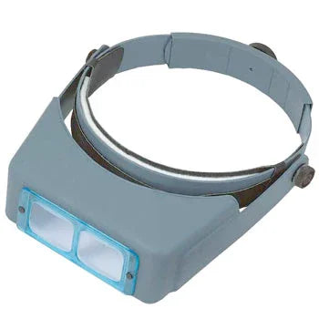 Gray magnifying glass with a blue frame on a white background