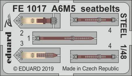 1/48 Eduard A6M5 seatbelts STEEL for TAMIYA FE1017