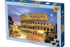 Jigsaw puzzle box featuring the Colosseum in Rome with a night view.