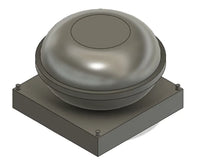 Metallic dome-shaped object on a square base with a white background