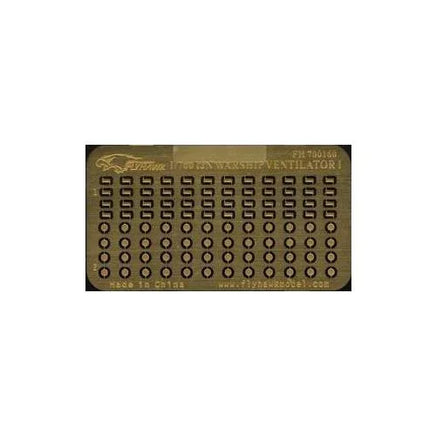 Flyhawk Models 1/700 scale photo-etched brass WWII warship ventilator detail set I, product code 700160, showing precision-cut ventilator components on fret for naval model enhancement
