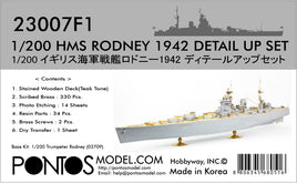 1/200 Pontos Model HMS Rodney 1942 Detail Up Set 23007F1
