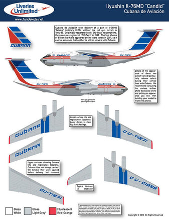 1/144 Fundekals CUBANA IL-76 CANDIDS 44009