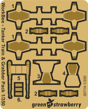 1/350 Green Strawberry Photo Etch WorkBee #4 Tanker Train & Grabber Pack 00714