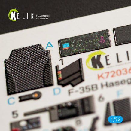 1/72 Kelik F-35B Interior 3D Decals for Hasegawa Kit K72036