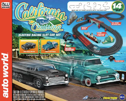 HO Auto World 14' California Cruising "The Pacific Coast Highway" Slot Race Set RS331R